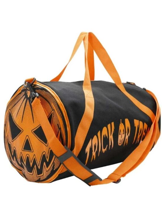 Kreepsville 666 Handbags - Trick or Treat Pumpkin Jackolantern Barrel Bag For Gym or Travel Optional Strap